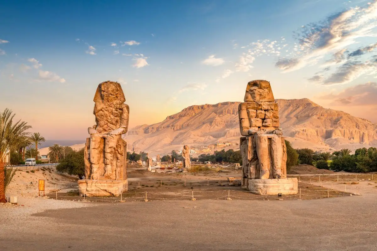 Colossi of Memnon on Cairo Luxor Aswan Flight Tour