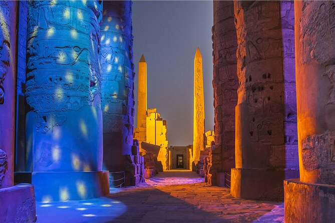 Visitors watching Karnak light show