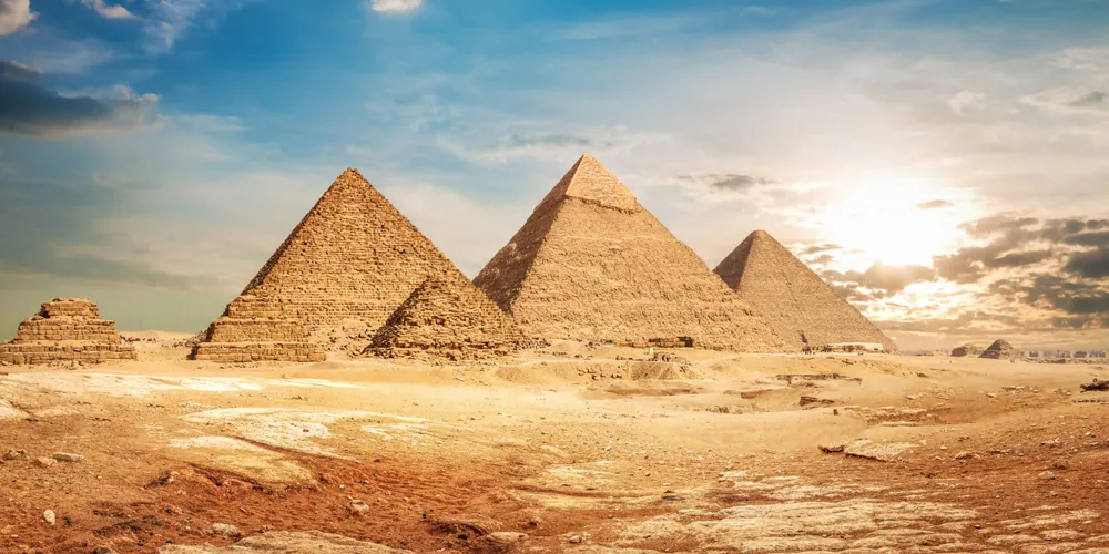 Ancient pyramids on Giza Plateau