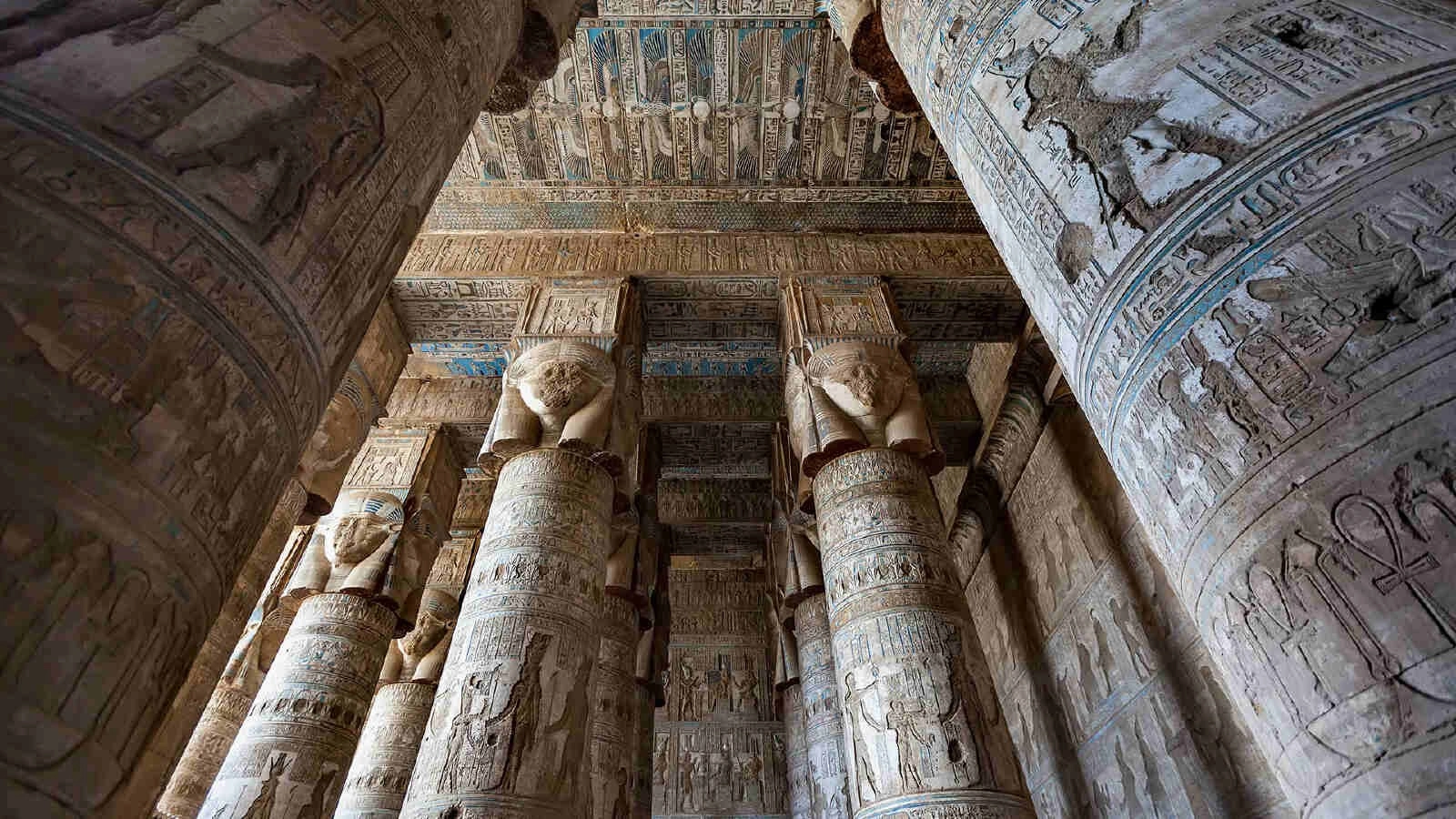 Zodiac ceiling inside Dendera Temple