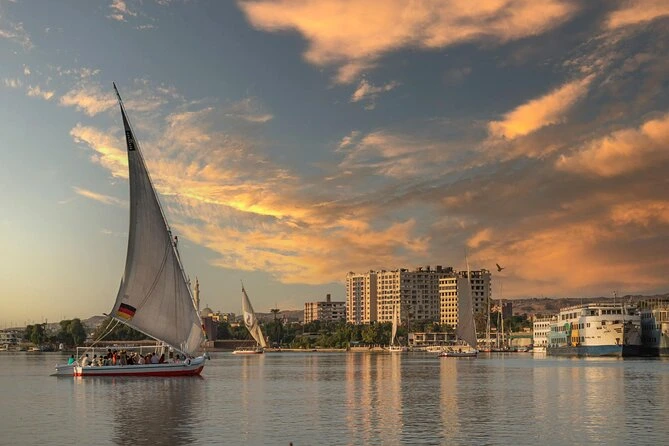 Felucca boats sailing on the Nile Rive